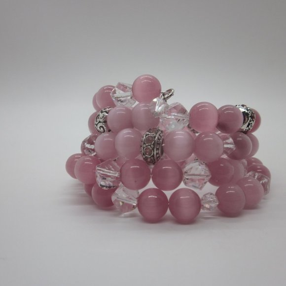 Pink Cats Eye Memory Bracelet - Picture 2 of 6